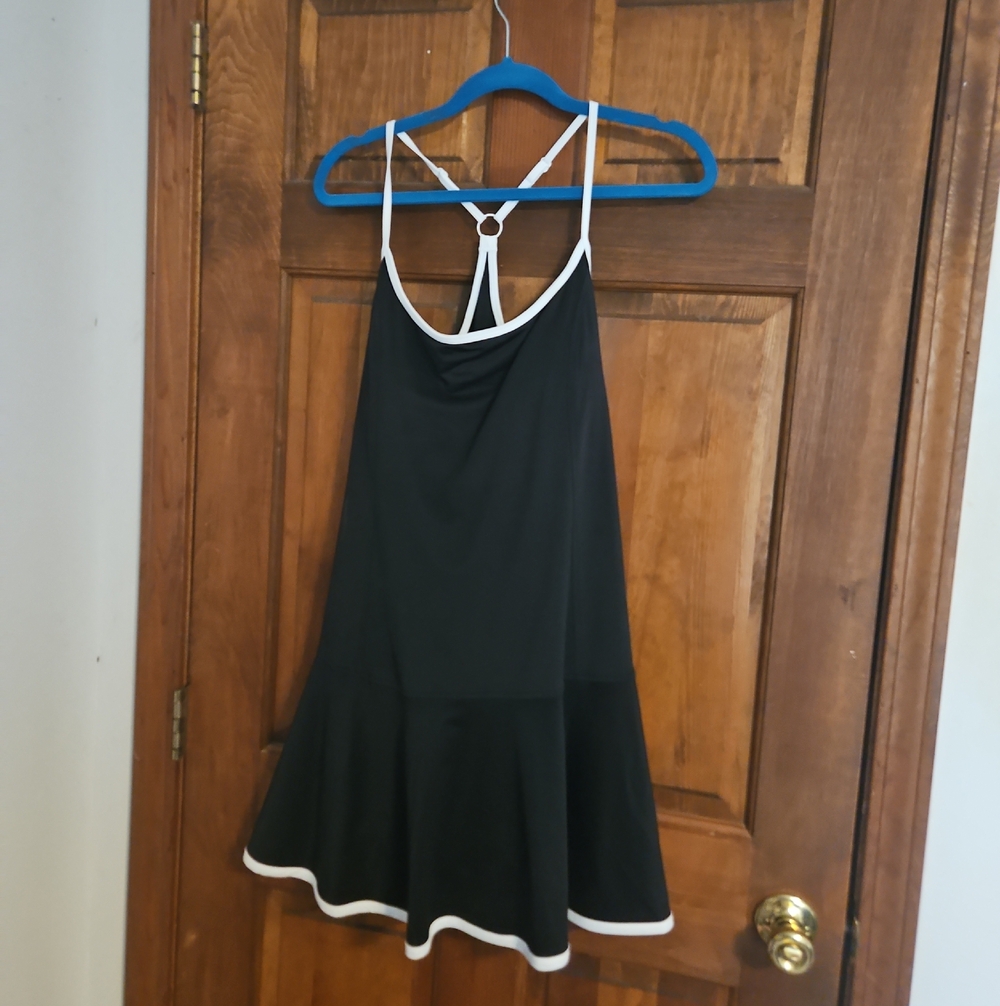 Black Athletic Dress with White Trim